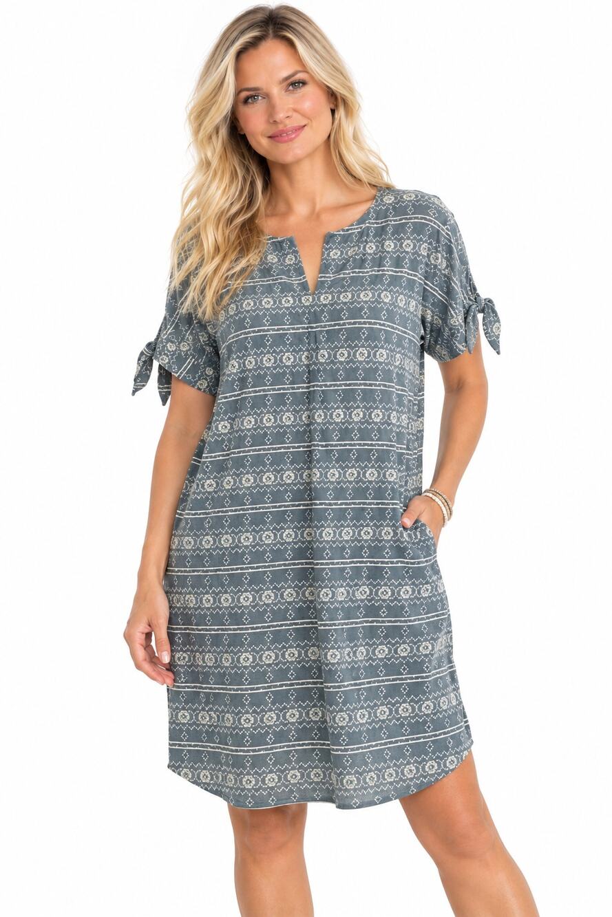 Madewell Embroidered Tie-Sleeve Dress Womens Small Blue Cottagecore Boho Beachy